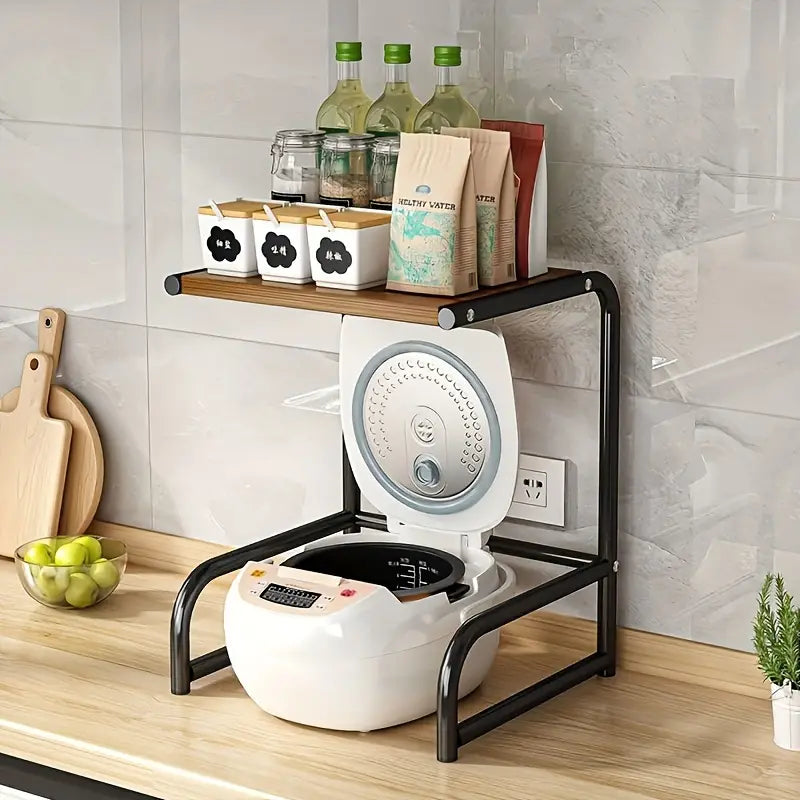 Multifunctional Microwave Storage Shelf - Kitchen Organizer and Oven Holder- Black-2