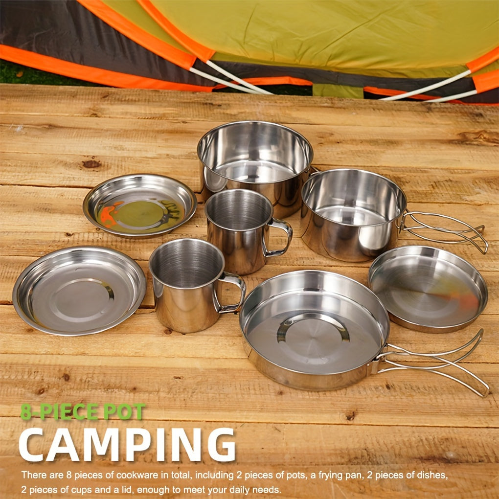 Camping Cookware Stainless Steel Set Outdoor (8pcs)-1