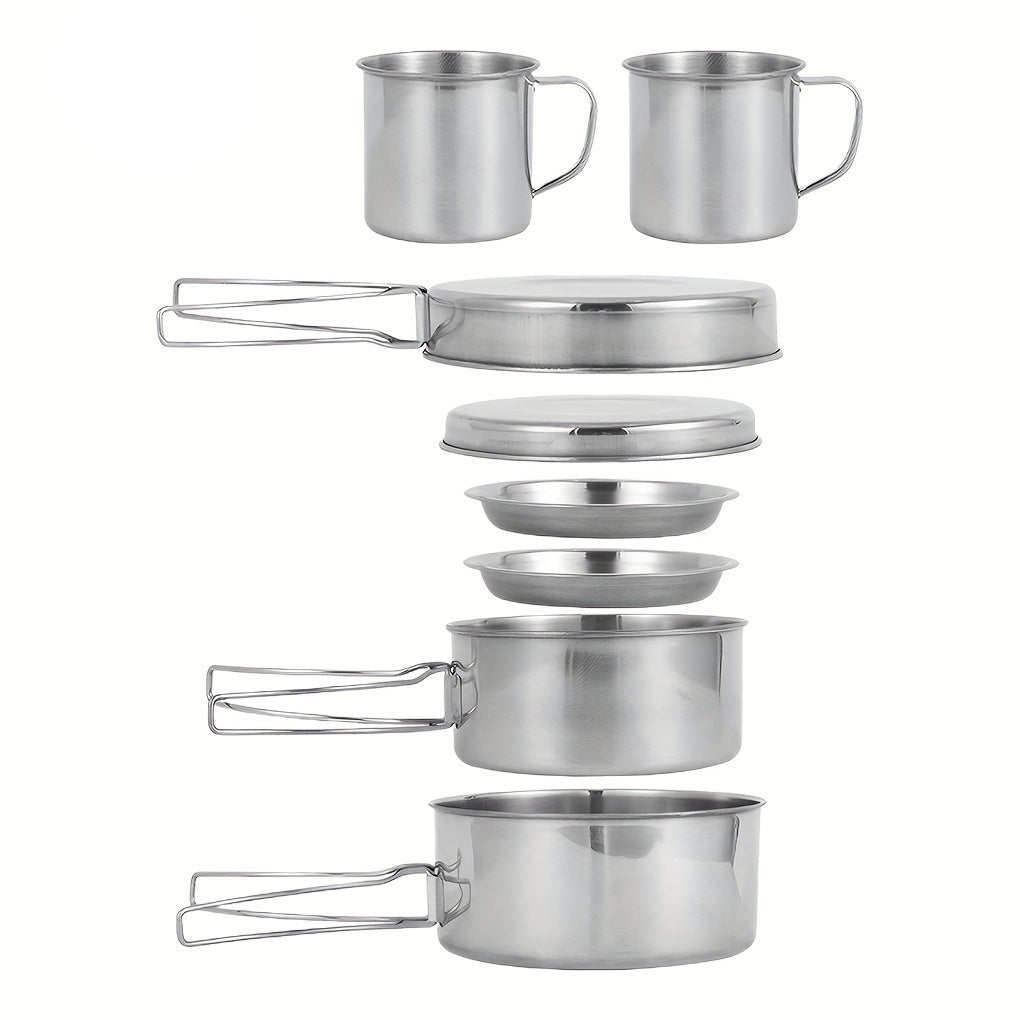 Camping Cookware Stainless Steel Set Outdoor (8pcs)-0