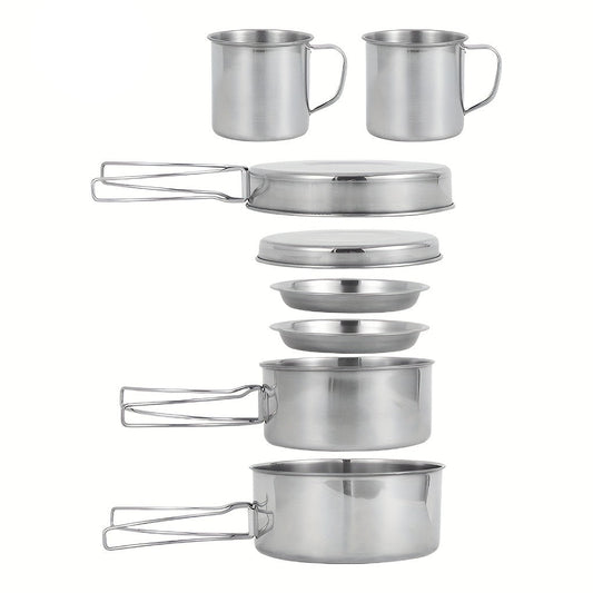 Camping Cookware Stainless Steel Set Outdoor (8pcs)-0