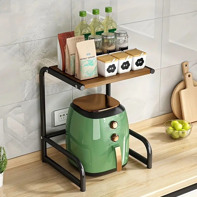 Multifunctional Microwave Storage Shelf - Kitchen Organizer and Oven Holder- Black-1