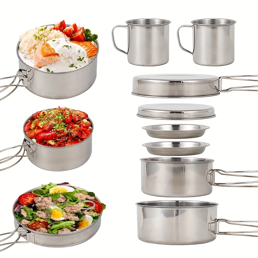 Camping Cookware Stainless Steel Set Outdoor (8pcs)-3