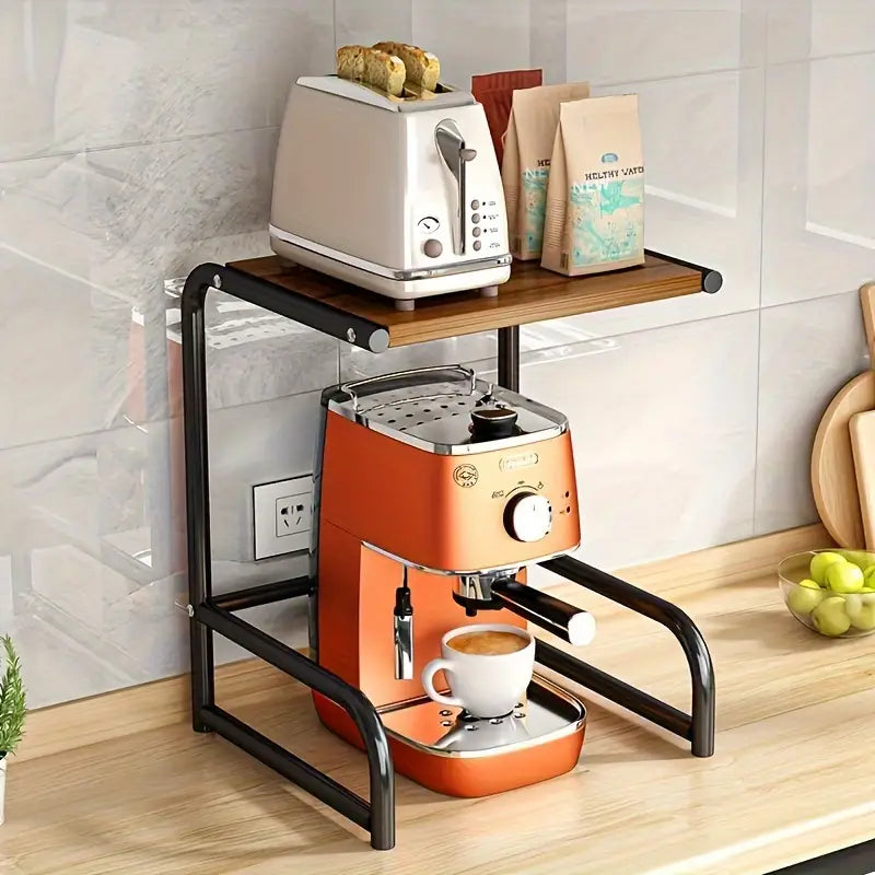 Multifunctional Microwave Storage Shelf - Kitchen Organizer and Oven Holder- Black-4