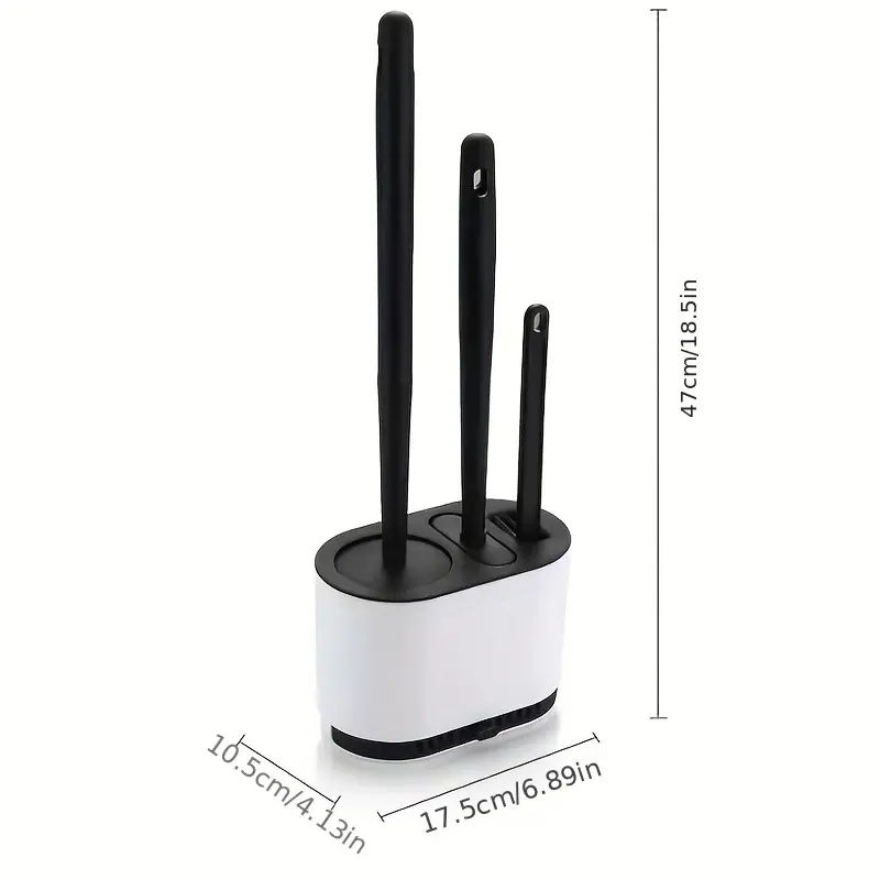 Toilet Brush with No-Slip Silicone Long Handle Set-4